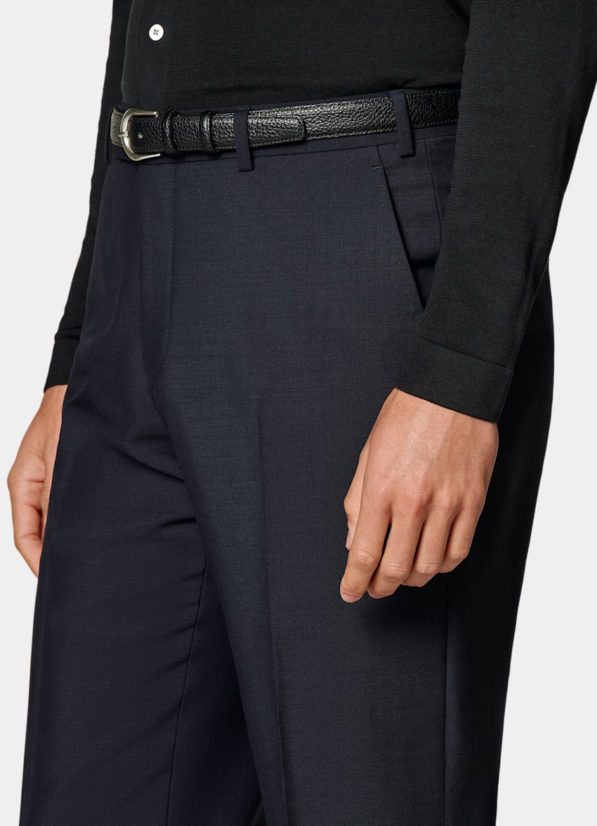 SUITSUPPLY All Season Wool Mohair by Vitale Barberis Canonico, Italy Navy Tailored Fit Milano Suit