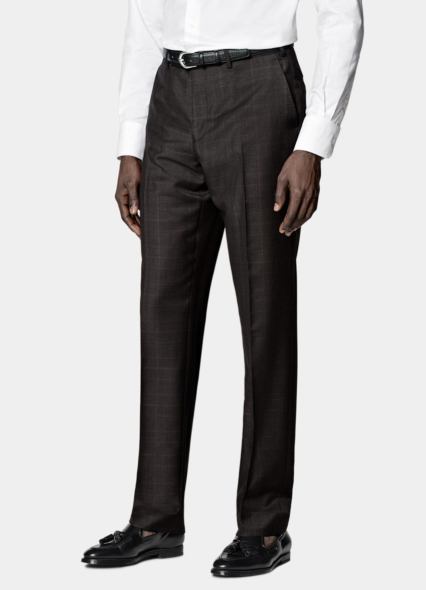 SUITSUPPLY All season Lana mohair - Delfino, Italia Abito Havana marrone scuro a quadri tailored fit