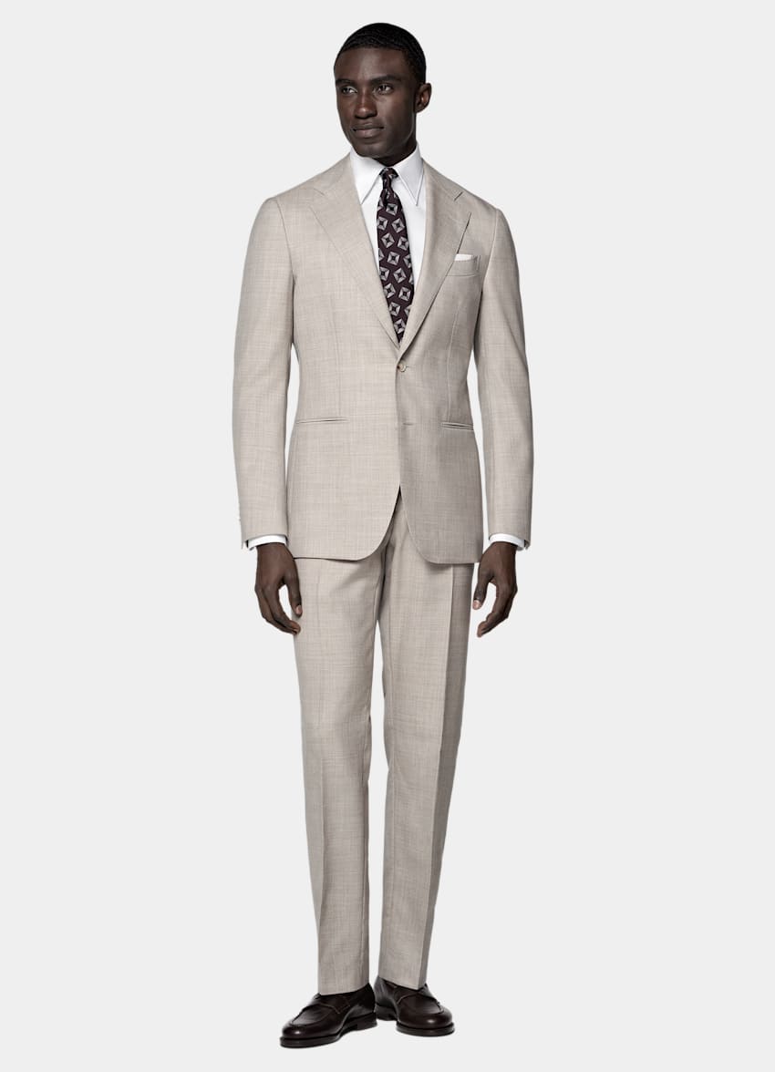 SUITSUPPLY All season Reine tropische Wolle von Vitale Barberis Canonico, Italien Havana Perennial Anzug hellbraun Tailored Fit