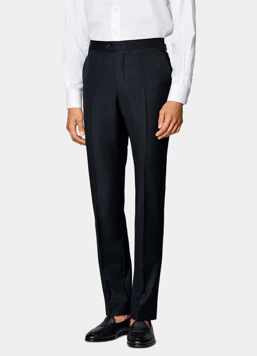 SUITSUPPLY All season Pure laine Traveller par Lanificio Ermenegildo Zegna, Italie Costume Havana coupe Tailored bleu marine à carreaux