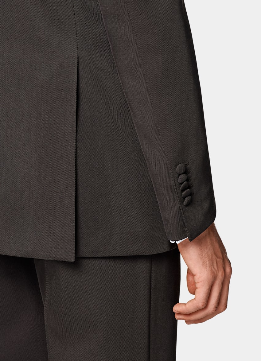 SUITSUPPLY All Season Pure S120's Wool by E.Thomas, Italy Dark Brown Tailored Fit Milano Tuxedo