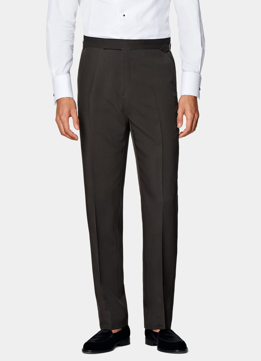 SUITSUPPLY All Season Pure S120's Wool by E.Thomas, Italy Dark Brown Tailored Fit Milano Tuxedo