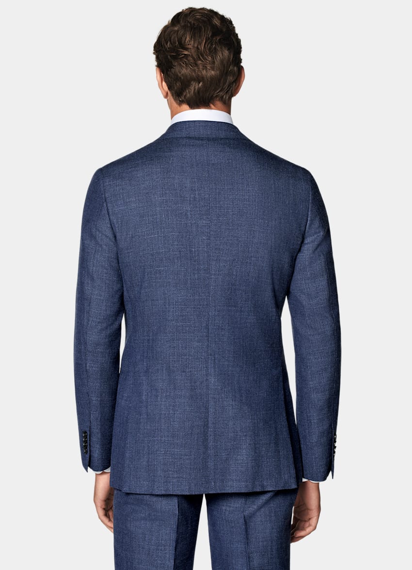 SUITSUPPLY Summer Wool Silk Linen by E.Thomas, Italy Mid Blue Tailored Fit Havana Suit