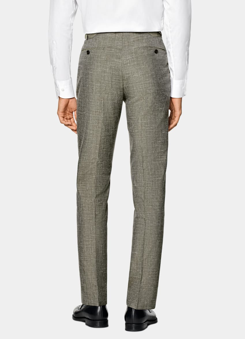 SUITSUPPLY Summer Wool Silk Linen by Rogna, Italy Light Green Tailored Fit Havana Suit