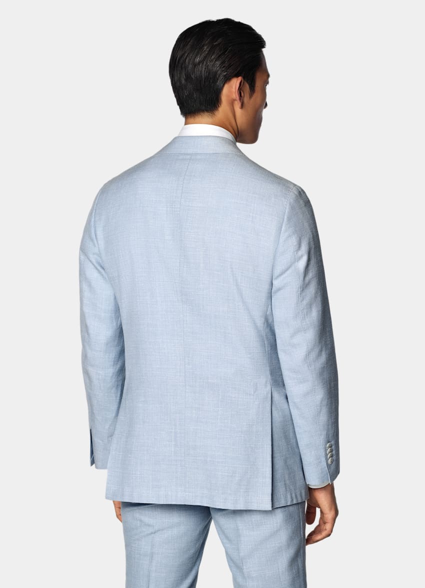 SUITSUPPLY Sommer Schurwolle Seide Leinen von E.Thomas, Italien Havana Anzug hellblau Tailored Fit