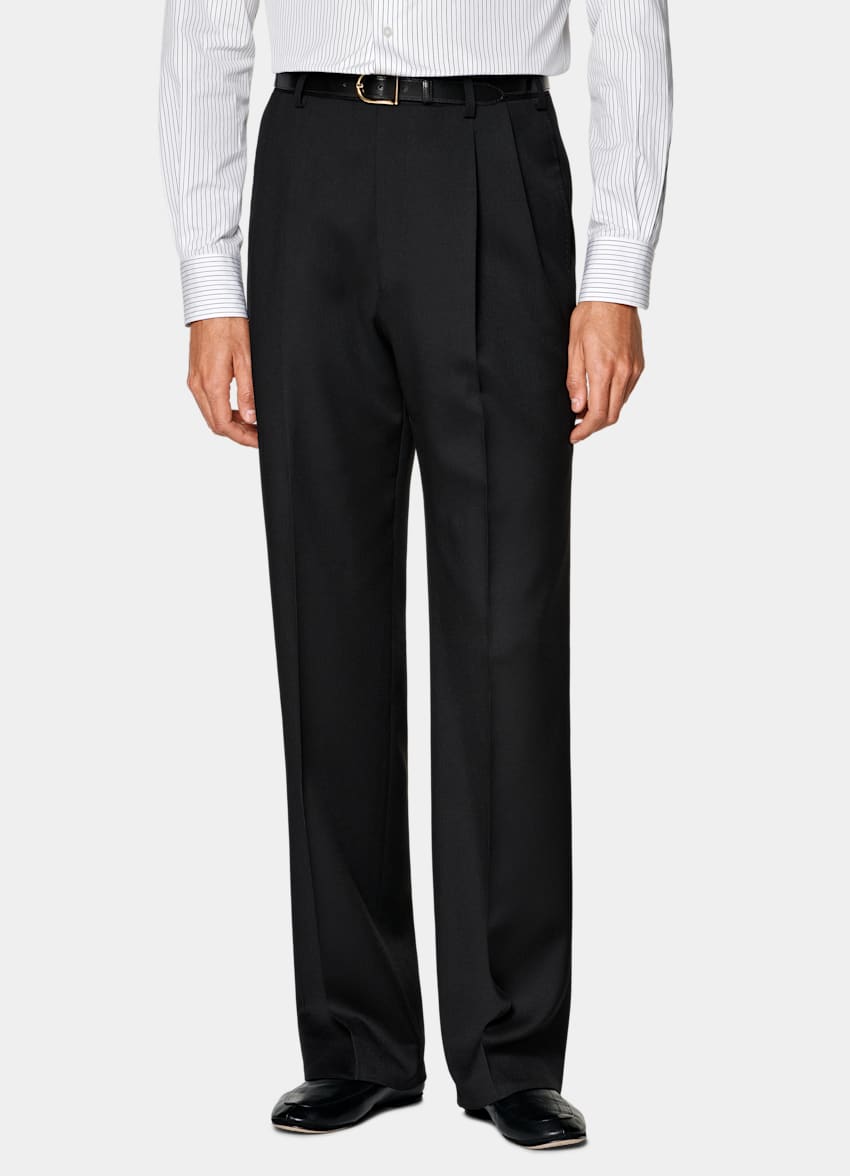 SUITSUPPLY All Season Wool Mohair by Vitale Barberis Canonico, Italy Black Relaxed Fit Roma Suit