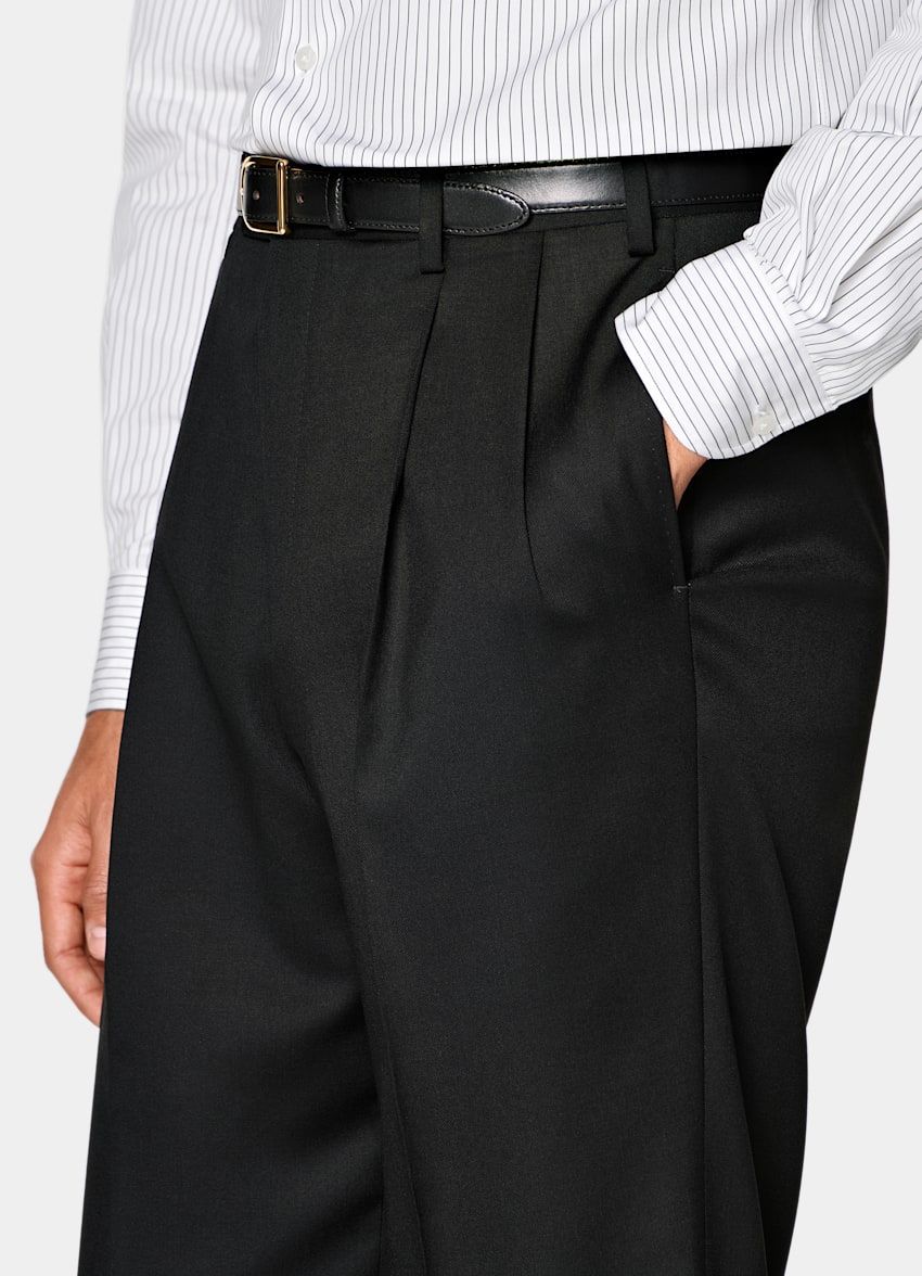 SUITSUPPLY All Season Wool Mohair by Vitale Barberis Canonico, Italy Black Relaxed Fit Roma Suit