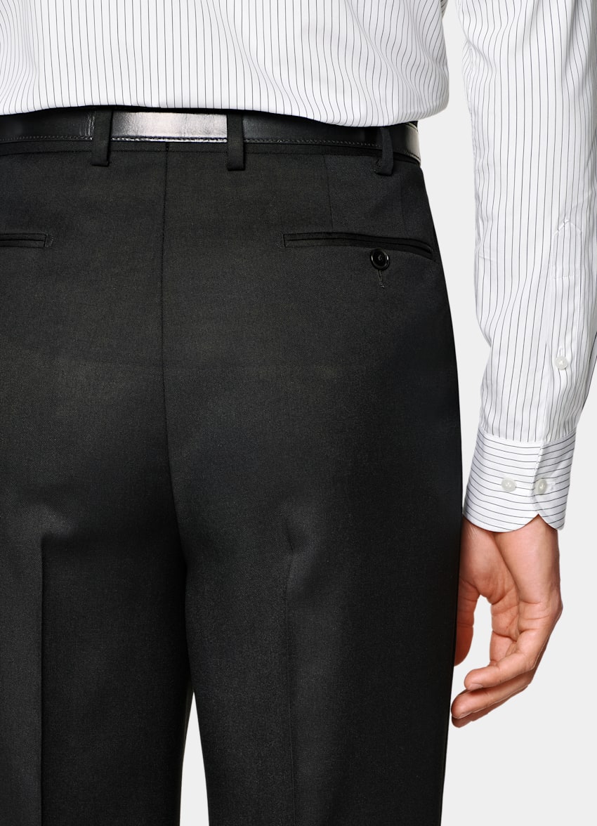 SUITSUPPLY All Season Wool Mohair by Vitale Barberis Canonico, Italy Black Relaxed Fit Roma Suit