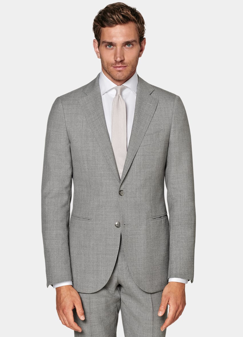 SUITSUPPLY Pure Tropical Wool by Vitale Barberis Canonico, Italy Light Grey Perennial Lazio Suit