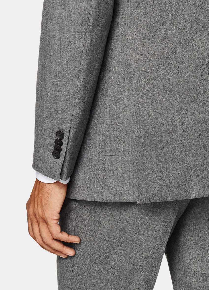 SUITSUPPLY 四季 意大利 Vitale Barberis Canonico 生产的热带羊毛面料 Perennial Lazio 中灰色合体身型西装