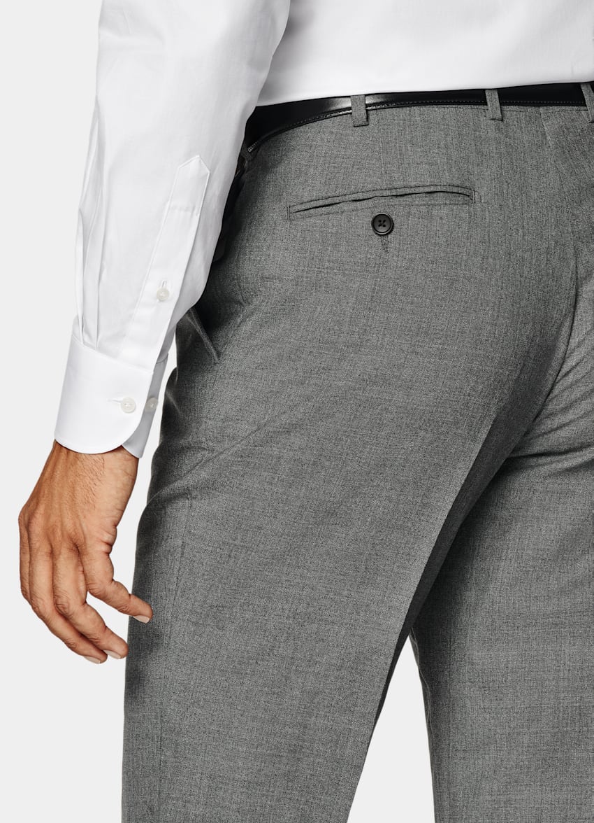 SUITSUPPLY 四季 意大利 Vitale Barberis Canonico 生产的热带羊毛面料 Perennial Lazio 中灰色合体身型西装