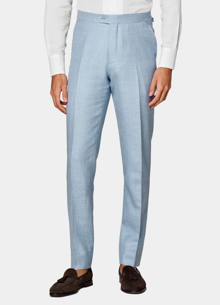 SUITSUPPLY Wool Silk Linen by E.Thomas, Italy Light Blue Lazio Suit