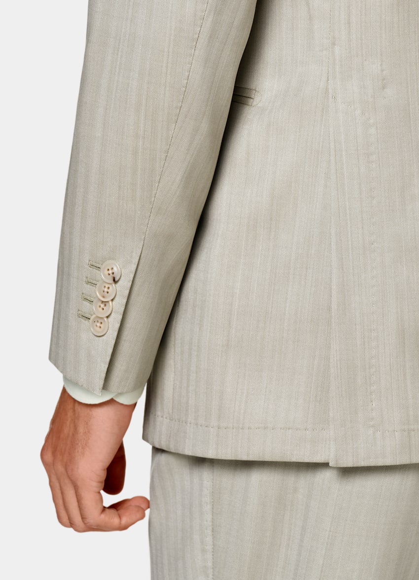 Sand Herringbone Havana Suit in Wool Silk Solaro | SUITSUPPLY US