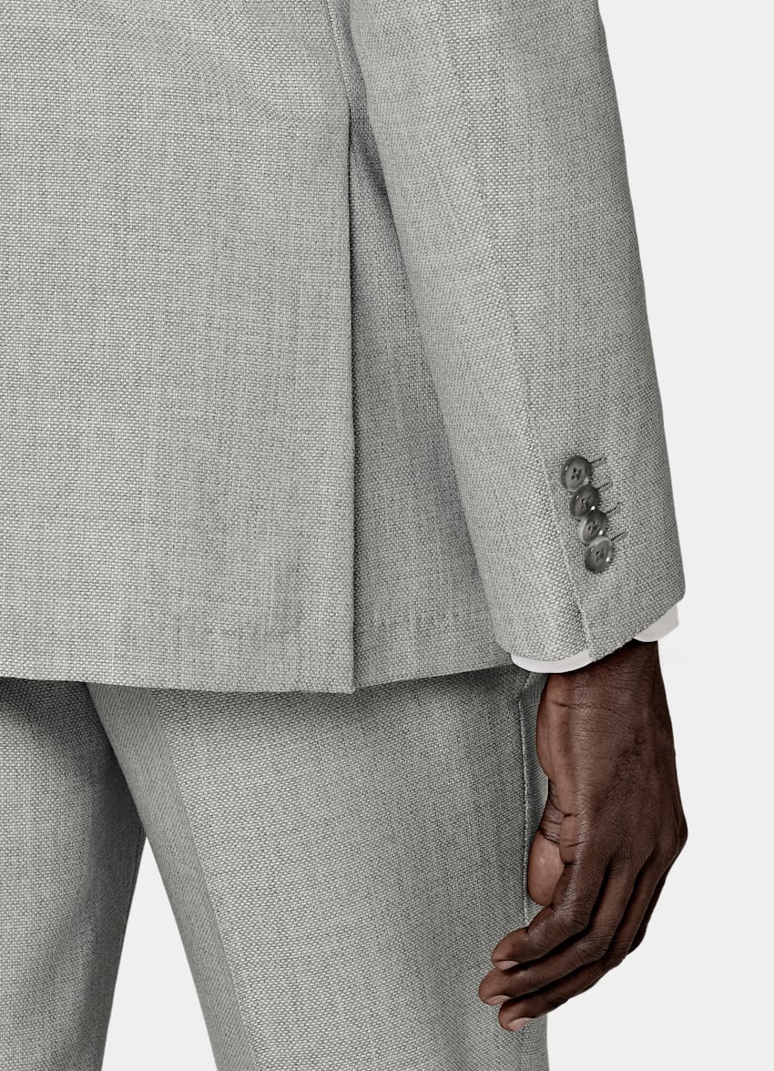 SUITSUPPLY All Season Pure Wool by Vitale Barberis Canonico, Italy Light Grey Tailored Fit Havana Suit