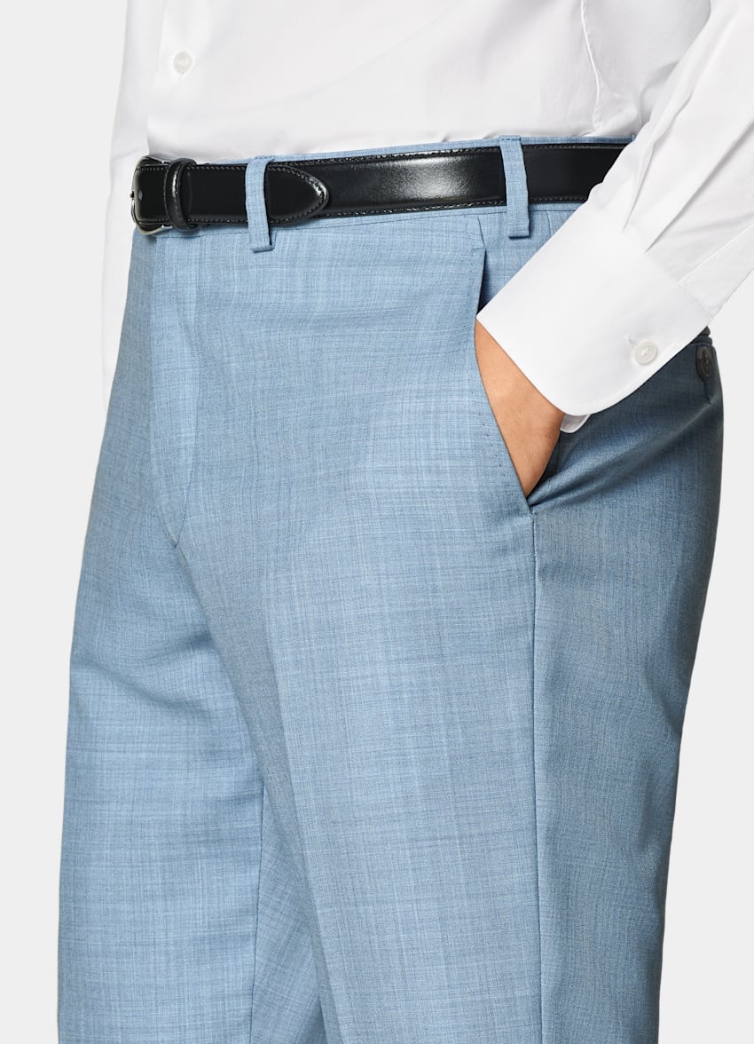 SUITSUPPLY All Season Pure Tropical Wool by Vitale Barberis Canonico, Italy Light Blue Perennial Tailored Fit Havana Suit