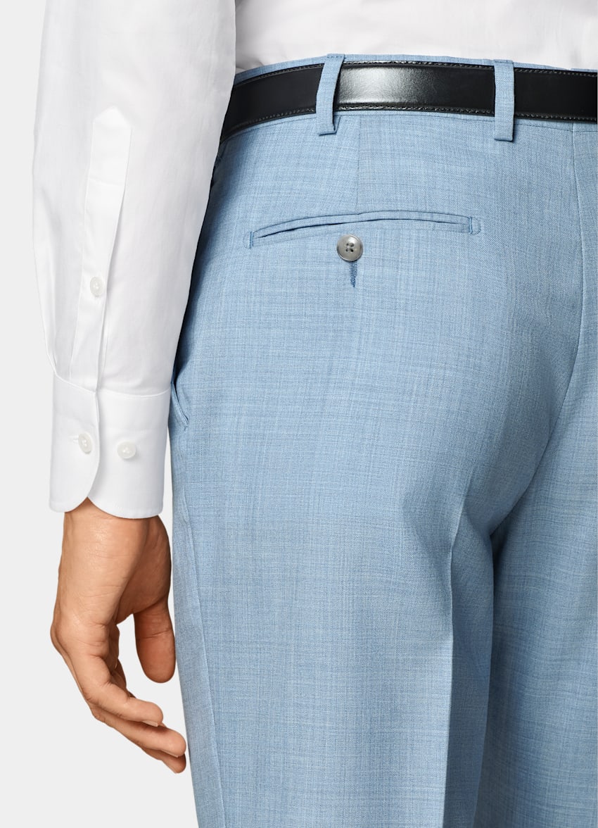 SUITSUPPLY All Season Pure Tropical Wool by Vitale Barberis Canonico, Italy Light Blue Perennial Tailored Fit Havana Suit