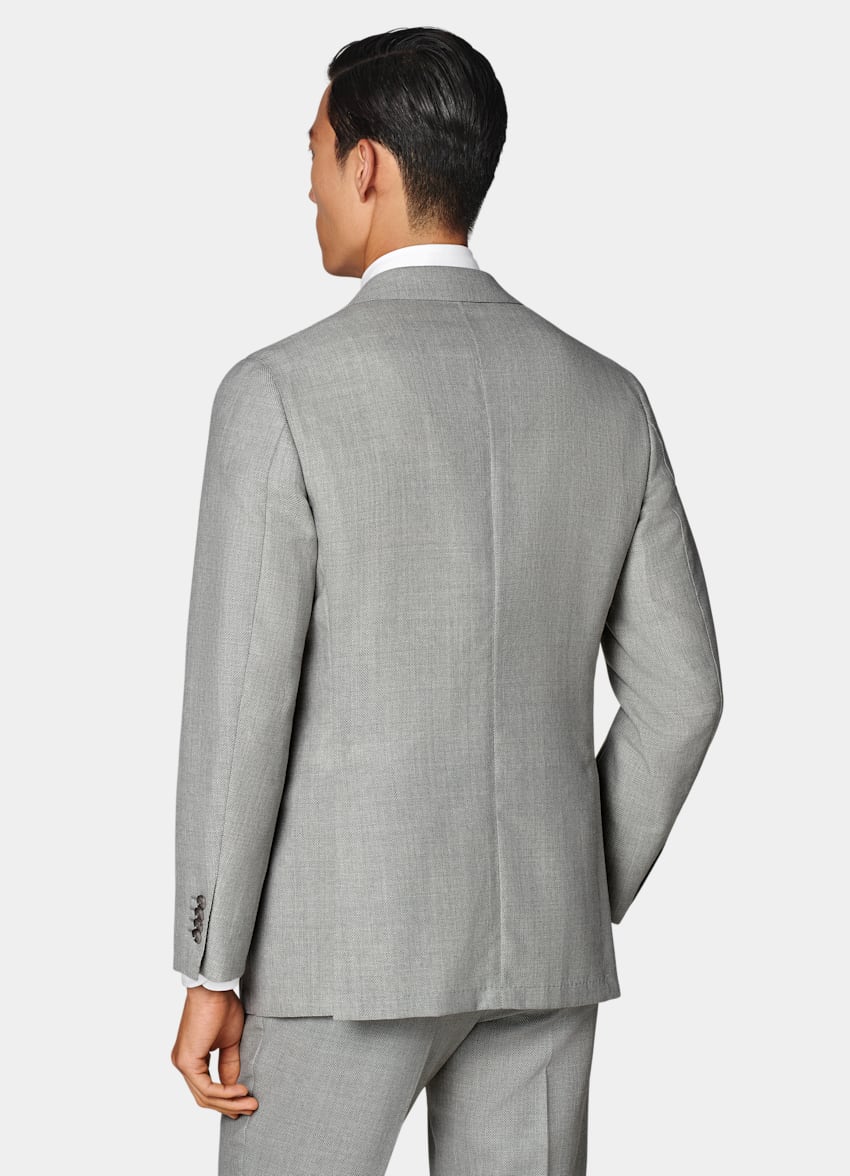 SUITSUPPLY All Season Pure Wool by Vitale Barberis Canonico, Italy Light Grey Tailored Fit Havana Suit