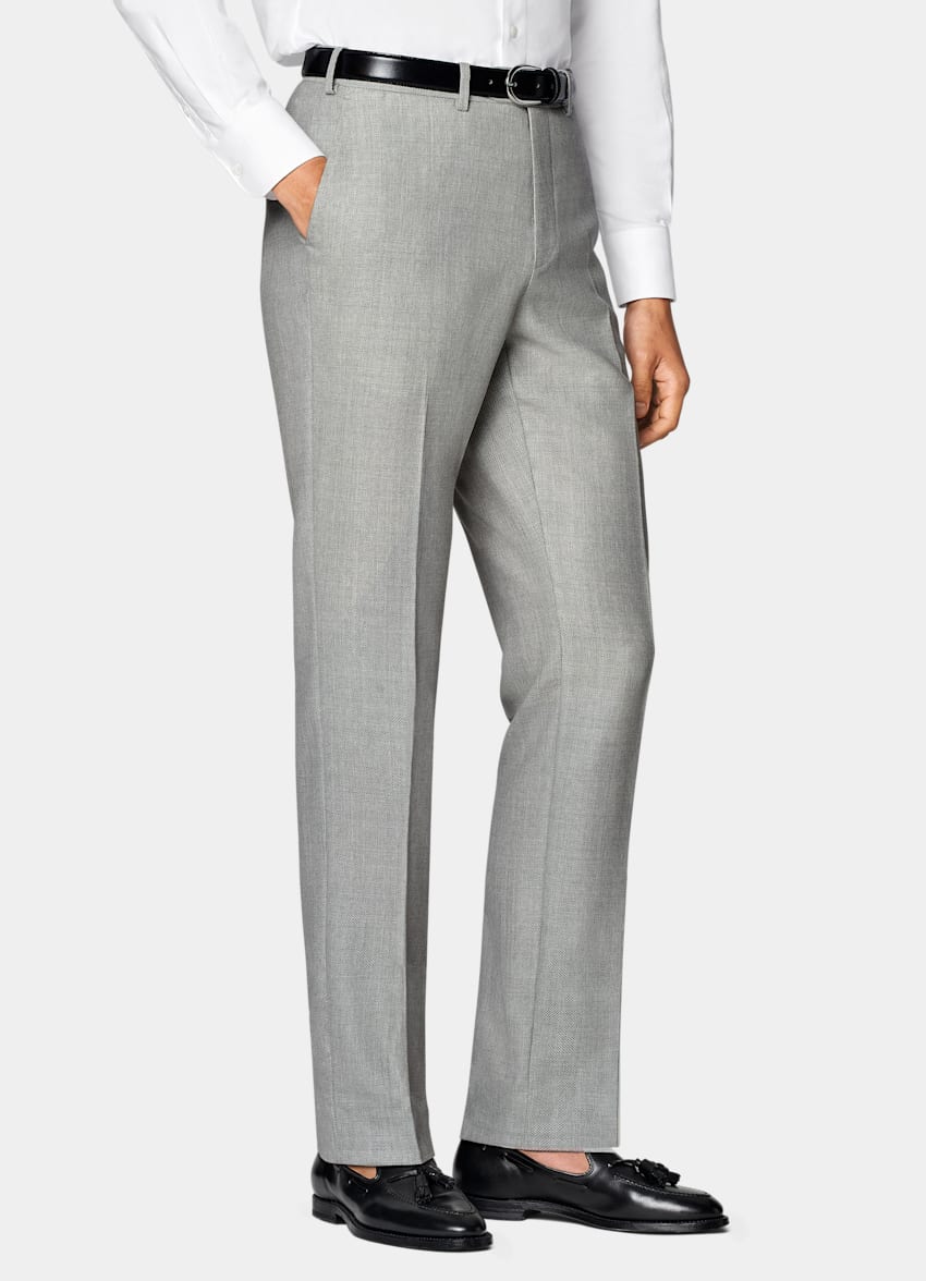 SUITSUPPLY All Season Pure Wool by Vitale Barberis Canonico, Italy Light Grey Tailored Fit Havana Suit