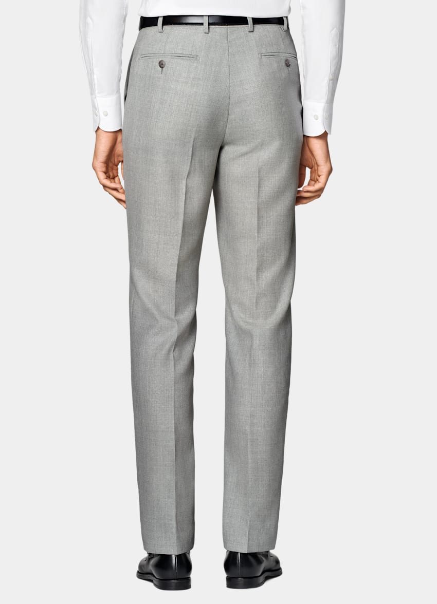 SUITSUPPLY All Season Pure Wool by Vitale Barberis Canonico, Italy Light Grey Tailored Fit Havana Suit