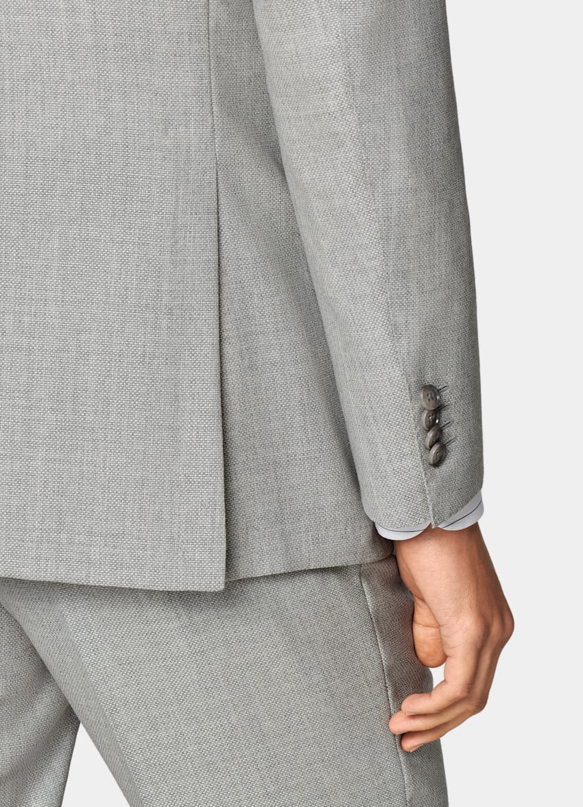 SUITSUPPLY All Season Pure Wool by Vitale Barberis Canonico, Italy Light Grey Perennial Tailored Fit Havana Suit