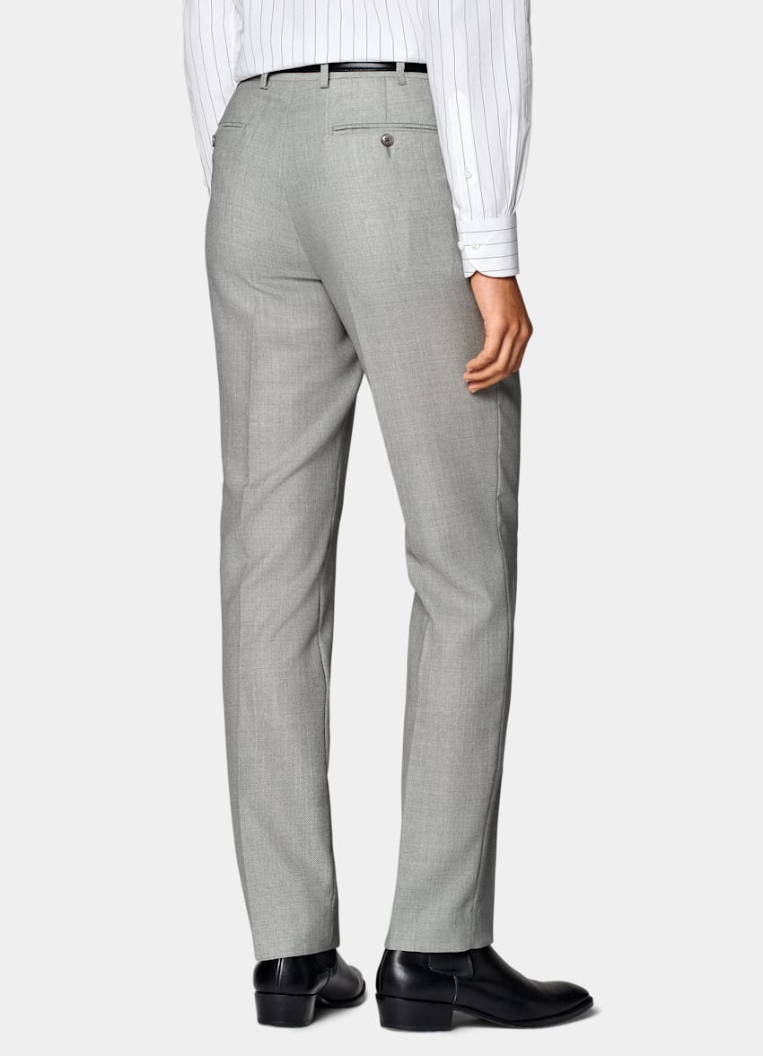 SUITSUPPLY All Season Pure Wool by Vitale Barberis Canonico, Italy Light Grey Perennial Tailored Fit Havana Suit