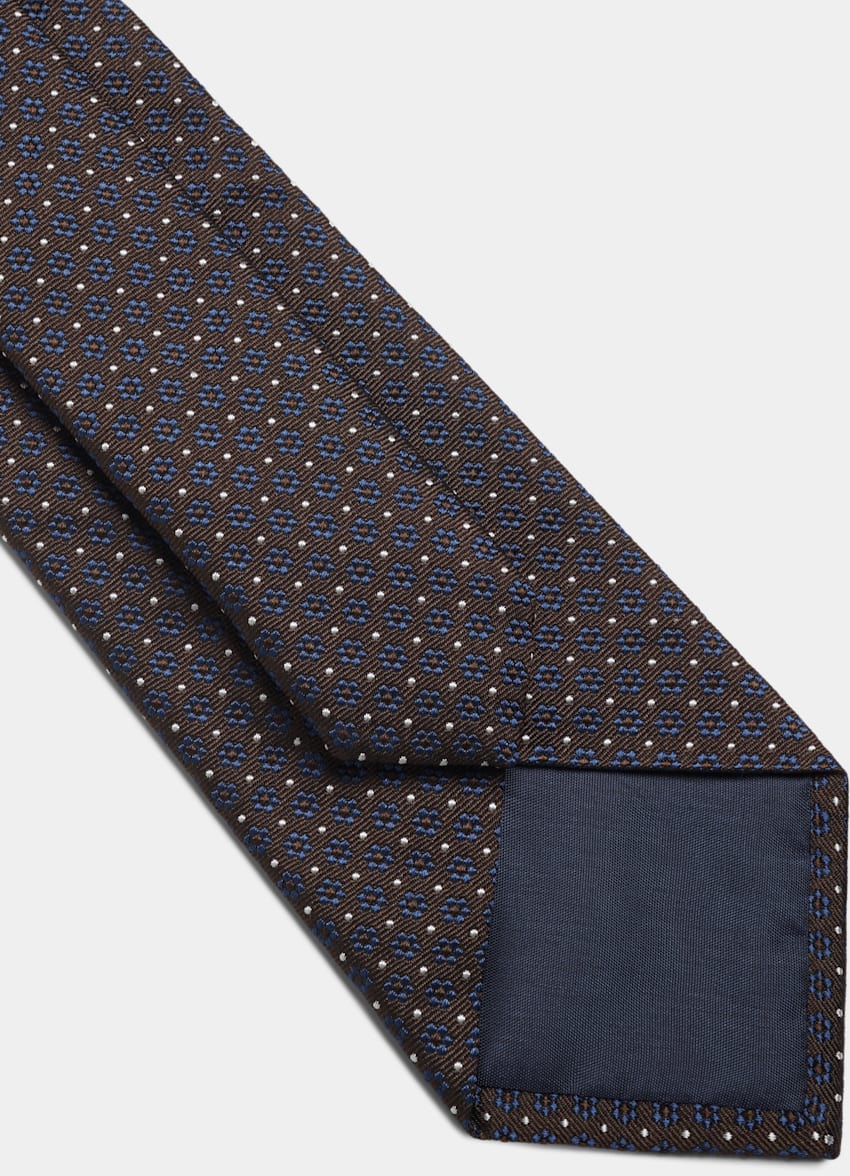 SUITSUPPLY Pure Silk by Canepa, Italy Brown Flower Tie