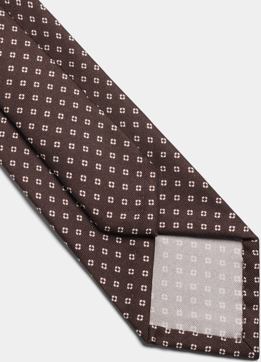 SUITSUPPLY 意大利 Fermo Fossati 生产的真丝面料 棕色花卉领带