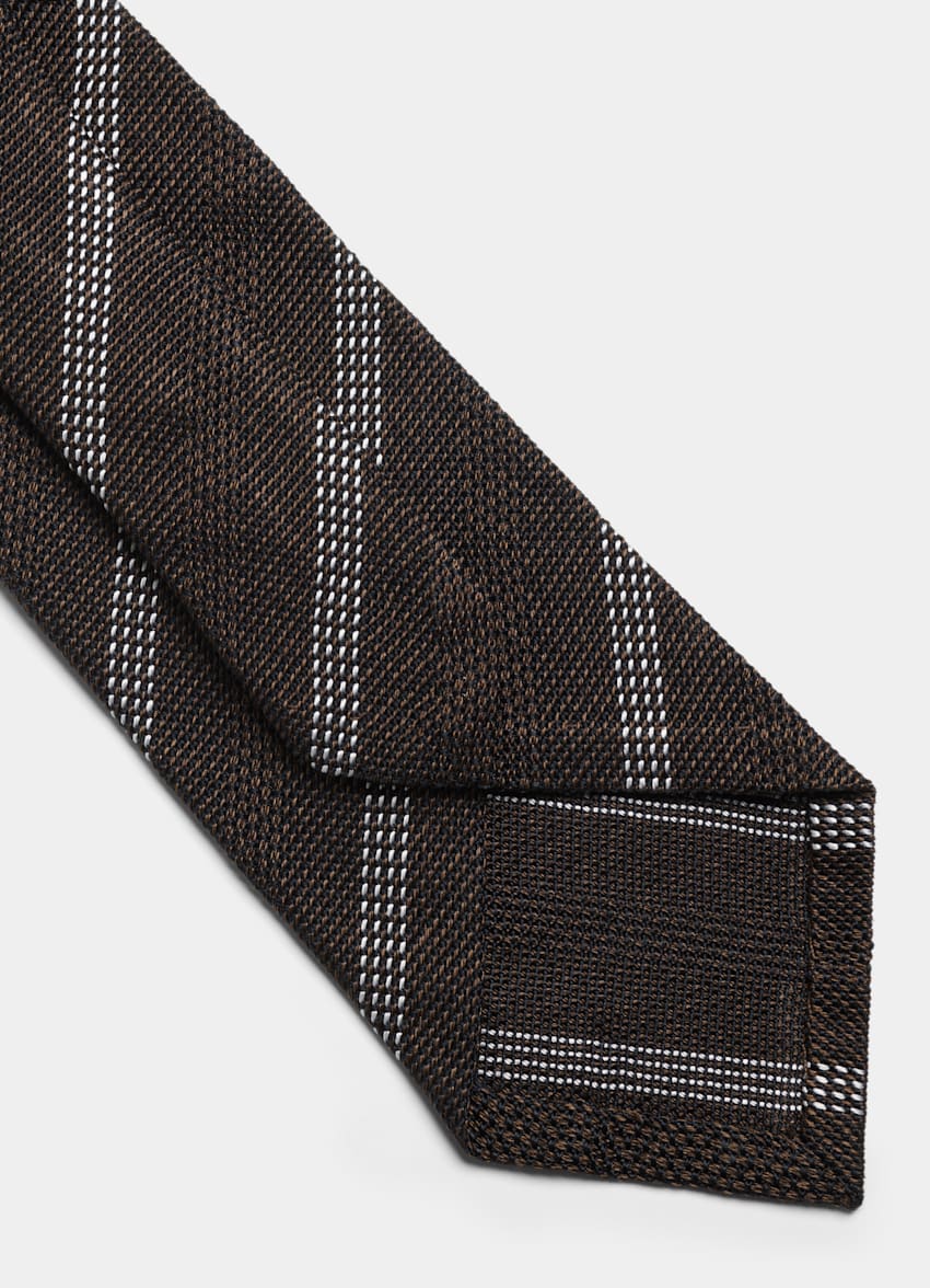 SUITSUPPLY Pure Silk by Fermo Fossati, Italy Brown Striped Grenadine Tie