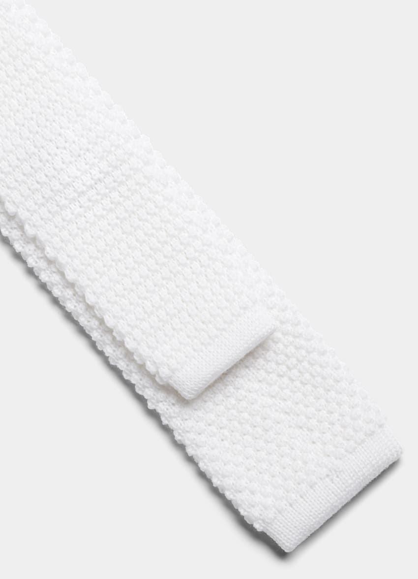 SUITSUPPLY Pure Wool by BBC Jacquard, Italy White Knitted Tie