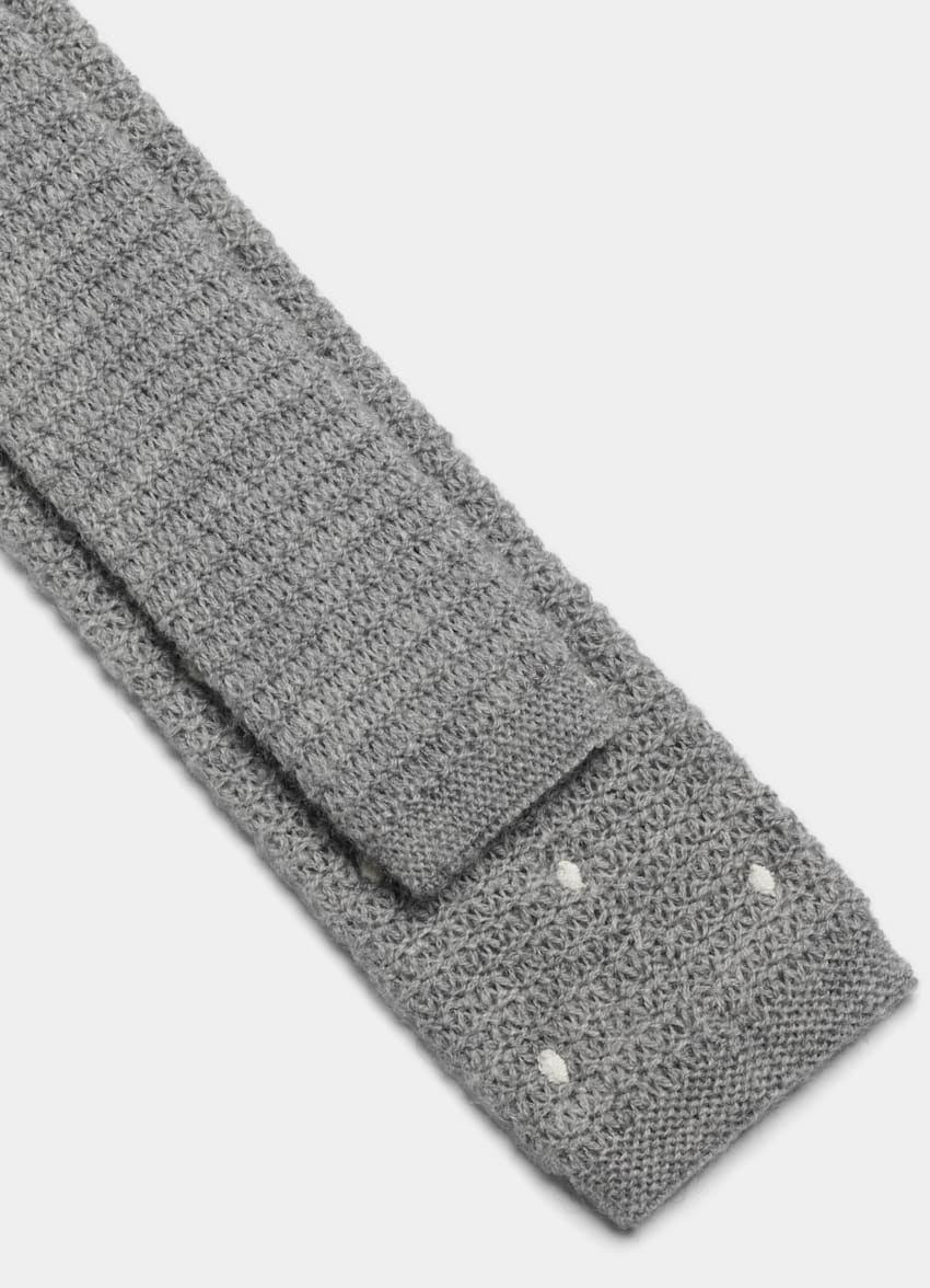 SUITSUPPLY Wool Cashmere by BBC Jacquard, Italy Grey Dots Tie
