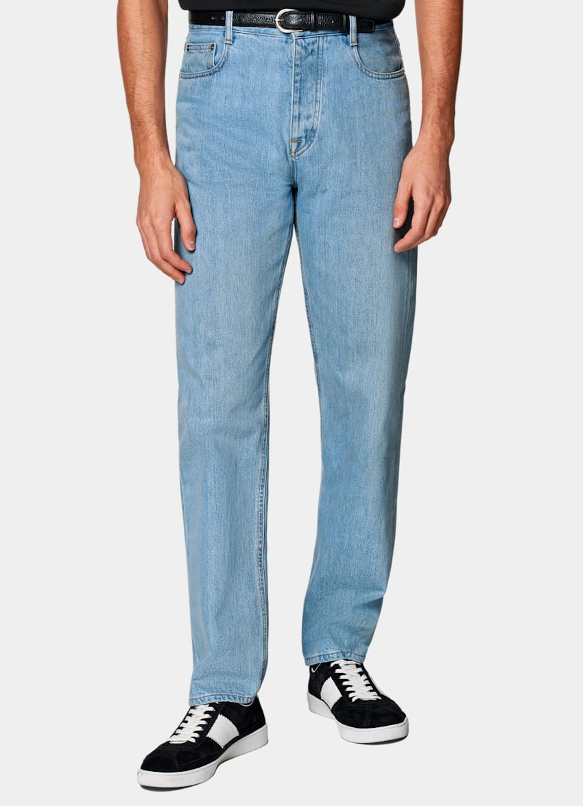 SUITSUPPLY Summer Selvedge Denim by Candiani, Italy Light Blue Straight Leg Jeans