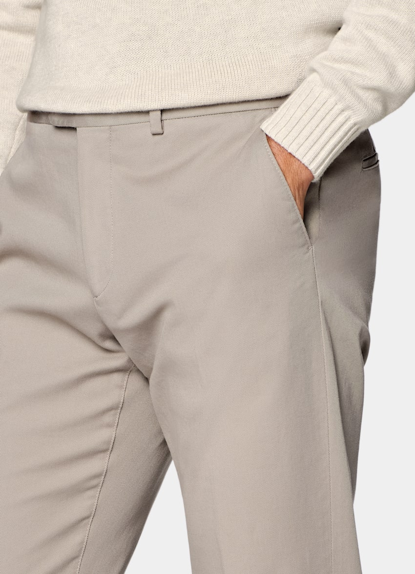 SUITSUPPLY All season Cotone stretch - Cervotessile, Italia Pantaloni chino color talpa slim leg straight