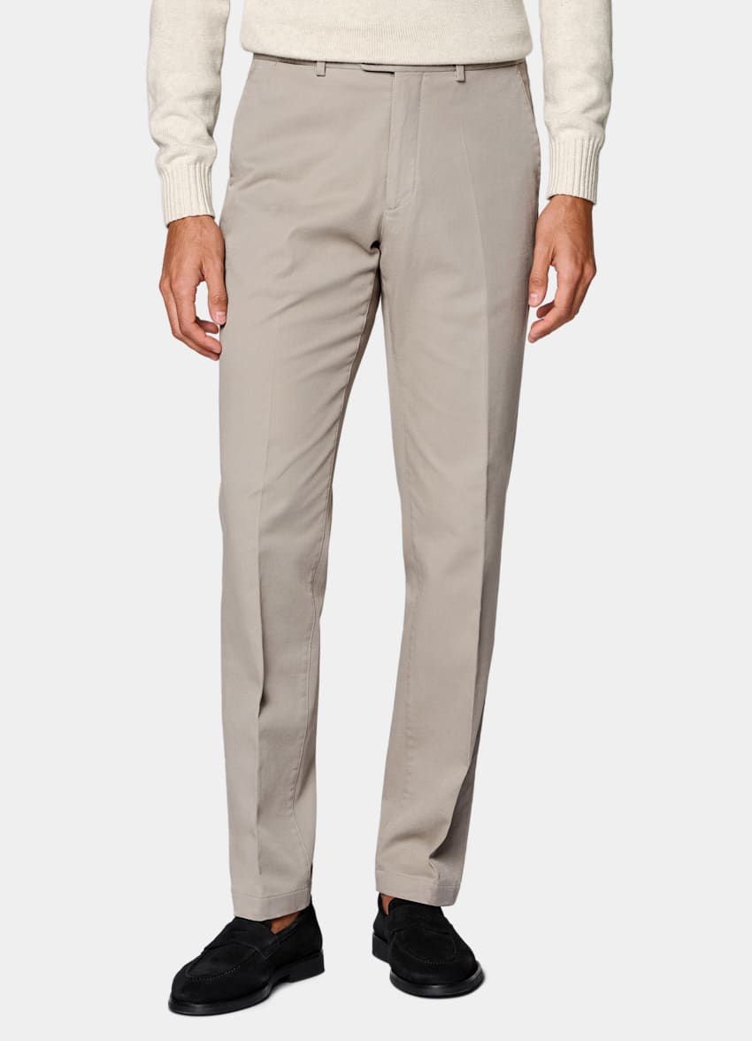 SUITSUPPLY All season Cotone stretch - Cervotessile, Italia Pantaloni chino color talpa slim leg straight