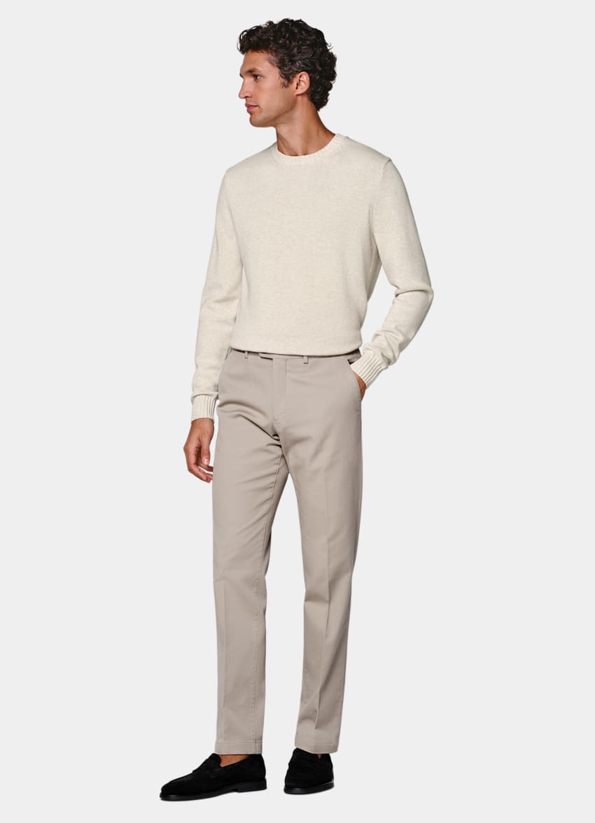 SUITSUPPLY All season Cotone stretch - Cervotessile, Italia Pantaloni chino color talpa slim leg straight