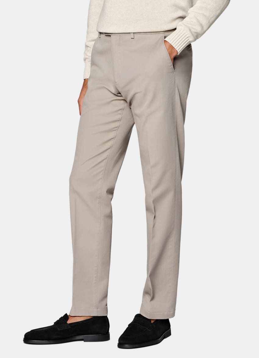 SUITSUPPLY All season Cotone stretch - Cervotessile, Italia Pantaloni chino color talpa slim leg straight