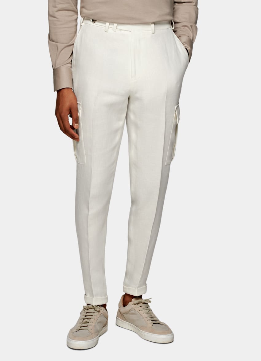 Off-White Blake Cargo Trousers in Pure Linen | SUITSUPPLY US
