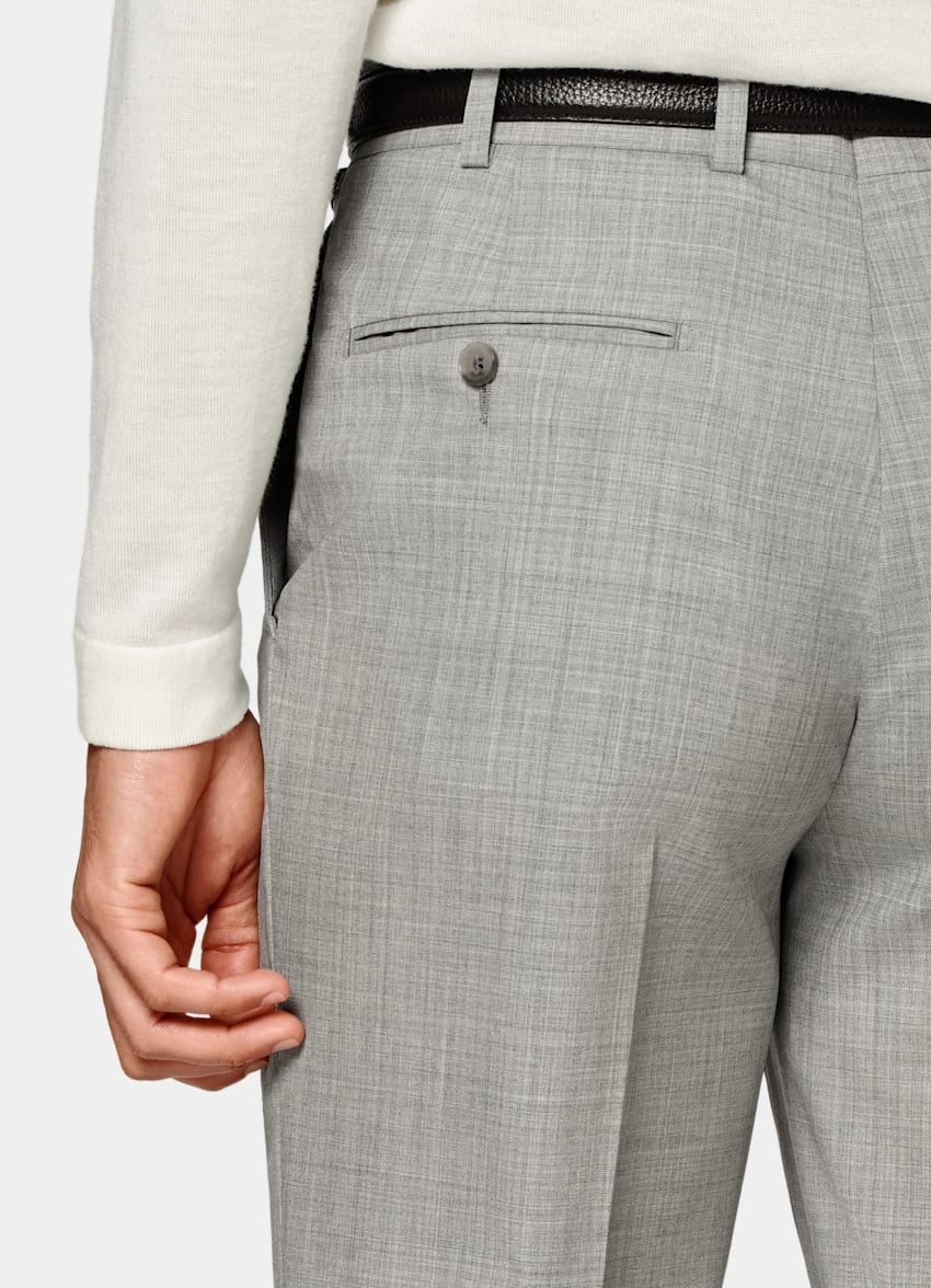  Light Grey Slim Leg Tapered Suit Pants