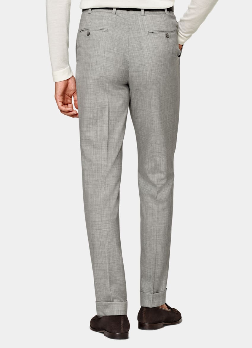  Light Grey Slim Leg Tapered Suit Pants