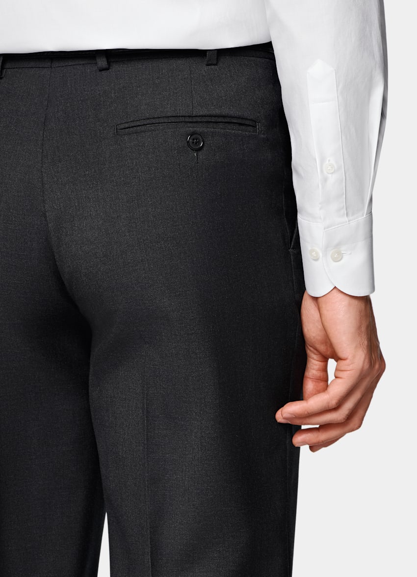SUITSUPPLY All Season Pure Wool by Reda, Italy Dark Grey Perennial Slim Leg Straight Suit Trousers