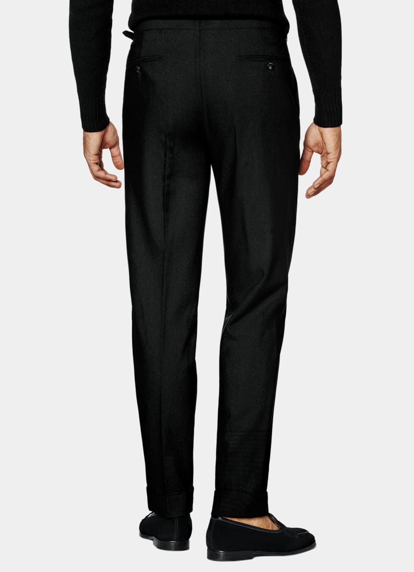 SUITSUPPLY Pure 4-Ply Traveller Wool by Rogna, Italy  Black Pleated Vigo Pants