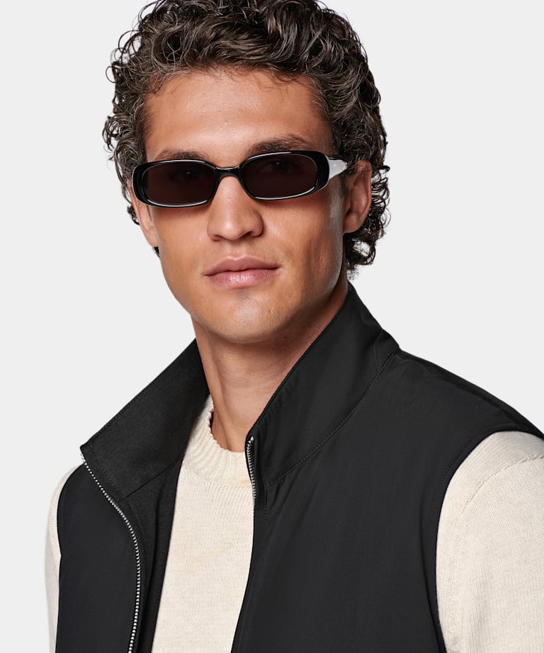 Black Reversible Light Padded Zip Vest