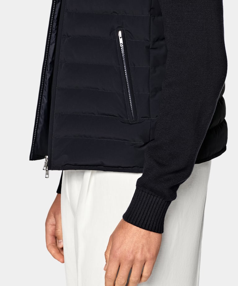 Navy Padded Down Zip Vest