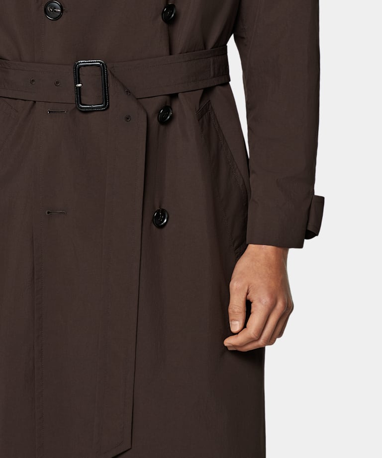 Dark Brown Belted Trench Coat