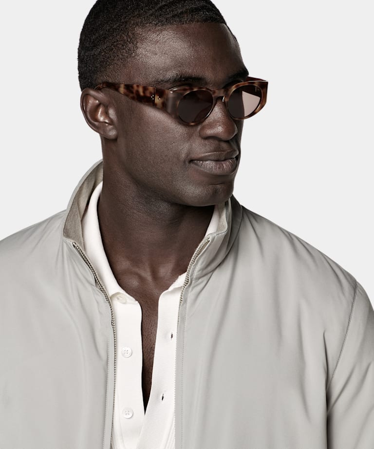 Taupe Wende-Bomberjacke