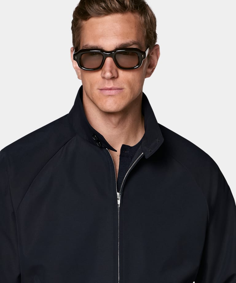 Chaqueta bomber azul marino ragl&aacute;n