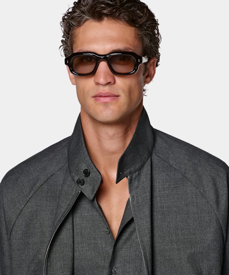 Dark Grey Raglan Bomber Jacket