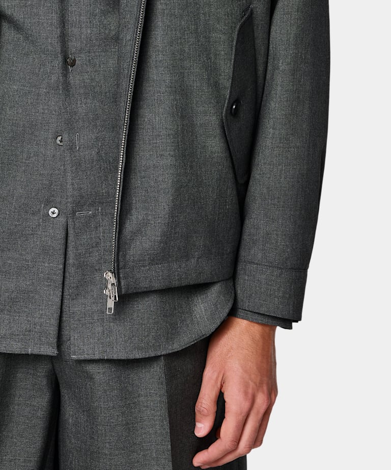 Dark Grey Raglan Bomber Jacket