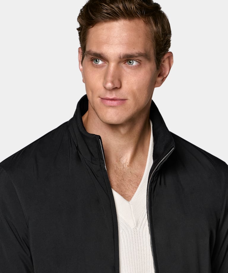 Black Reversible Bomber Jacket