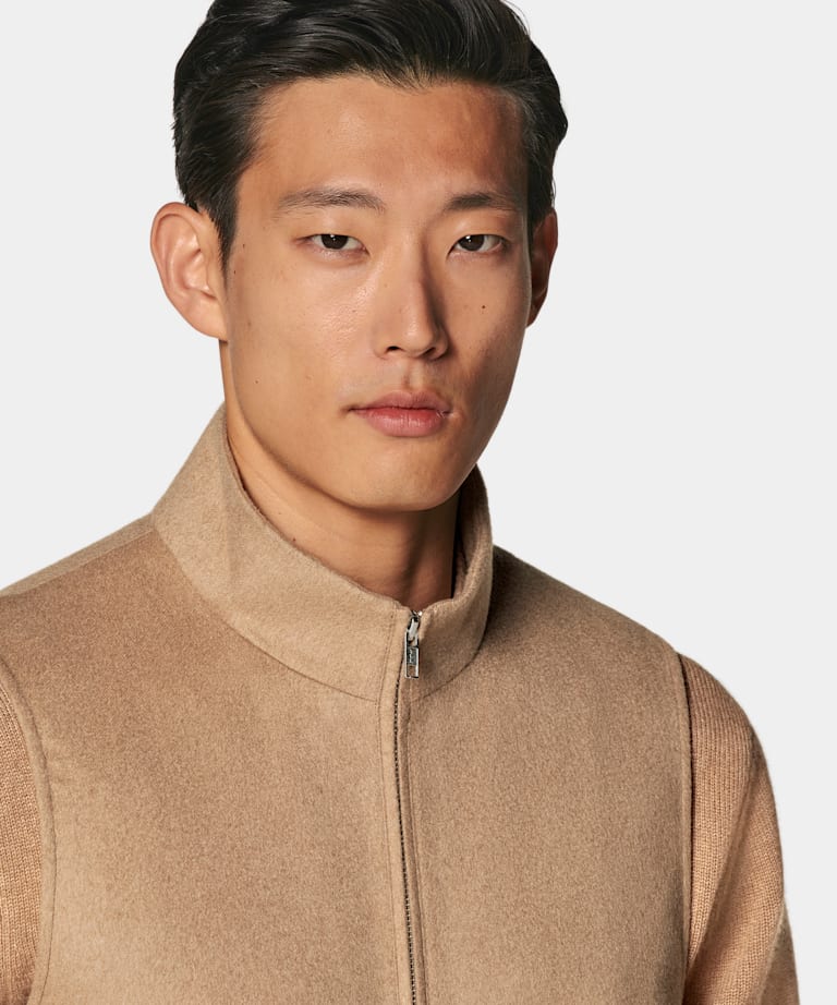 Veste sans manches zippée marron moyen