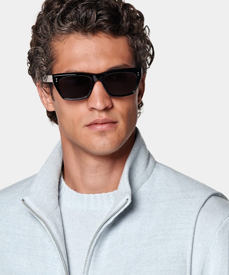 Veste sans manches zippée bleu clair